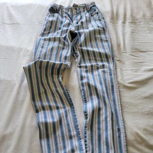 Vintage Roughrider Cowgirl Jeans – S (5/6), White & Blue Shadow Stripe